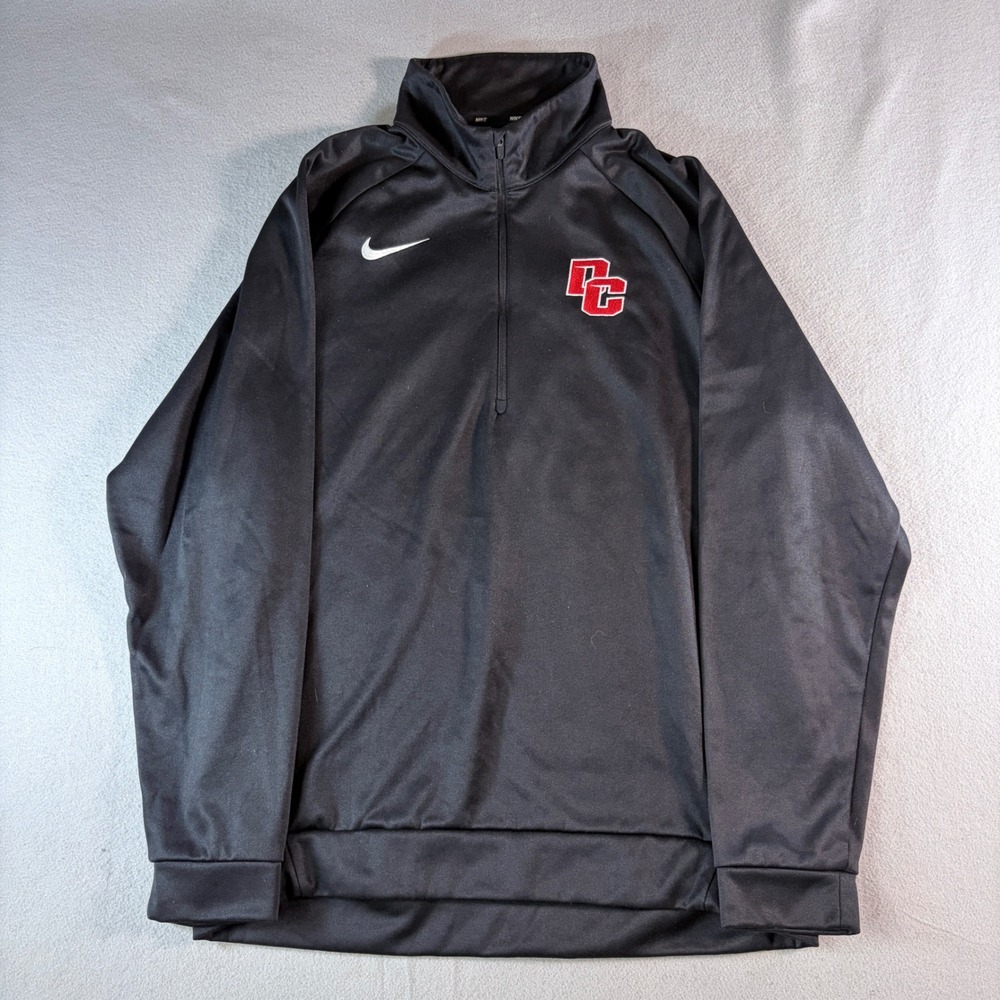 Nike Dri-FIT Mens Black Quarter Zip Pullover DC Logo Sweatshirt Size Large